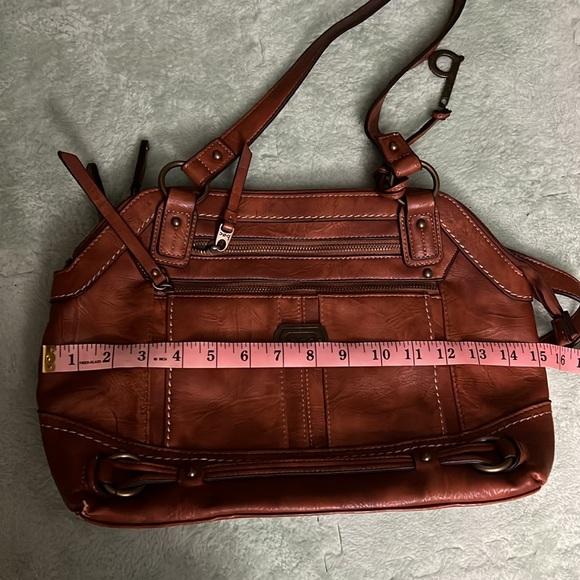 Womens Faux Leather Convertible Satchel Handbag - Picture 5 of 9